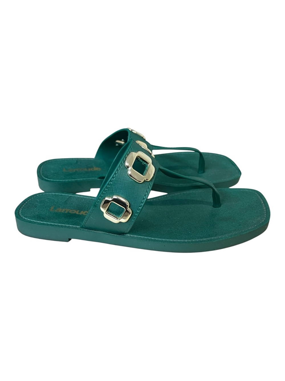 Larroude Green Thong Slip-On Sandals Size 36 6/7